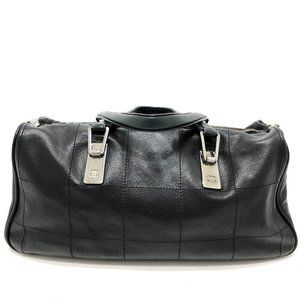 Chanel Chocolate Bar Mini Boston Hand Bag Leather Black/Silverhardware 57488C59